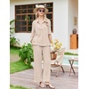 Ekouaer Pajamas for Women Set Button Up Short Sleeve Pjs with Long Pants | Summer Sleepwear, Deep Pockets, Soft Fabric, 2 Piece Lounge Set, Relaxed Fit, Various Occasions(Champagne)