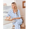 Ekouaer Pajamas for Women Set Button Up Short Sleeve Pjs with Long Pants | Summer Sleepwear, Deep Pockets, Soft Fabric, 2 Piece Lounge Set, Relaxed Fit, Various Occasions(Blue Gingham Cherry)