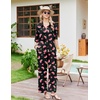Ekouaer Pajamas for Women Set Button Up Short Sleeve Pjs with Long Pants | Summer Sleepwear, Deep Pockets, Soft Fabric, 2 Piece Lounge Set, Relaxed Fit, Various Occasions(Black Watermelon)