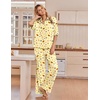 Ekouaer Pajamas for Women Set Button Up Short Sleeve Pjs with Long Pants | Summer Sleepwear, Deep Pockets, Soft Fabric, 2 Piece Lounge Set, Relaxed Fit, Various Occasions(Pale Yellow Fruit)