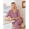 Ekouaer Pajamas for Women Set Button Up Short Sleeve Pjs with Long Pants | Summer Sleepwear, Deep Pockets, Soft Fabric, 2 Piece Lounge Set, Relaxed Fit, Various Occasions(Dusty Rose)