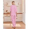 Ekouaer Pajamas for Women Set Button Up Short Sleeve Pjs with Long Pants | Summer Sleepwear, Deep Pockets, Soft Fabric, 2 Piece Lounge Set, Relaxed Fit, Various Occasions(Pink Cherry)