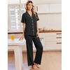 Ekouaer Pajamas for Women Set Button Up Soft Pjs Short Sleeve Lounge Sets | Cute Ruffle Sleeve,Notch Collar,Side Pockets,Comfy Lightweight Fabric,Ideal for Daily Wear,Postpartum,Party(Black)