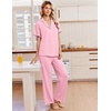 Ekouaer Pajamas for Women Set Button Up Soft Pjs Short Sleeve Lounge Sets | Cute Ruffle Sleeve,Notch Collar,Side Pockets,Comfy Lightweight Fabric,Ideal for Daily Wear,Postpartum,Party(Pink)