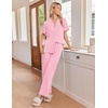 Ekouaer Pajamas for Women Set Button Up Soft Pjs Short Sleeve Lounge Sets | Cute Ruffle Sleeve,Notch Collar,Side Pockets,Comfy Lightweight Fabric,Ideal for Daily Wear,Postpartum,Party(Pink)