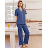 Ekouaer Pajamas for Women Set Button Up Soft Pjs Short Sleeve Lounge Sets | Cute Ruffle Sleeve,Notch Collar,Side Pockets,Comfy Lightweight Fabric,Ideal for Daily Wear,Postpartum,Party(Navy Blue)