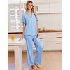 Ekouaer Pajamas for Women Set Button Up Soft Pjs Short Sleeve Lounge Sets | Cute Ruffle Sleeve,Notch Collar,Side Pockets,Comfy Lightweight Fabric,Ideal for Daily Wear,Postpartum,Party(Light Blue)
