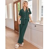 Ekouaer Pajamas for Women Set Button Up Soft Pjs Short Sleeve Lounge Sets | Cute Ruffle Sleeve,Notch Collar,Side Pockets,Comfy Lightweight Fabric,Ideal for Daily Wear,Postpartum,Party(Dark Green)