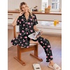Ekouaer Pajamas for Women Set Button Up Soft Pjs Short Sleeve Lounge Sets | Cute Ruffle Sleeve,Notch Collar,Side Pockets,Comfy Lightweight Fabric,Ideal for Daily Wear,Postpartum,Party(Black With Pink Hearts)