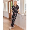 Ekouaer Pajamas for Women Set Button Up Soft Pjs Short Sleeve Lounge Sets | Cute Ruffle Sleeve,Notch Collar,Side Pockets,Comfy Lightweight Fabric,Ideal for Daily Wear,Postpartum,Party(Black With Pink Hearts)
