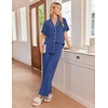 Ekouaer Pajamas for Women Set Button Up Soft Pjs Short Sleeve Lounge Sets | Cute Ruffle Sleeve,Notch Collar,Side Pockets,Comfy Lightweight Fabric,Ideal for Daily Wear,Postpartum,Party(Navy Blue)