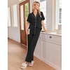 Ekouaer Pajamas for Women Set Button Up Soft Pjs Short Sleeve Lounge Sets | Cute Ruffle Sleeve,Notch Collar,Side Pockets,Comfy Lightweight Fabric,Ideal for Daily Wear,Postpartum,Party(Black)