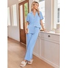 Ekouaer Pajamas for Women Set Button Up Soft Pjs Short Sleeve Lounge Sets | Cute Ruffle Sleeve,Notch Collar,Side Pockets,Comfy Lightweight Fabric,Ideal for Daily Wear,Postpartum,Party(Light Blue)