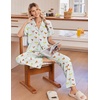 Ekouaer Pajamas for Women Set Button Up Soft Pjs Short Sleeve Lounge Sets | Cute Ruffle Sleeve,Notch Collar,Side Pockets,Comfy Lightweight Fabric,Ideal for Daily Wear,Postpartum,Party(Green Cocktail Glass)