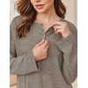 Ekouaer Womens Pajama sets Long Sleeve Cozy 2 Piece Matching Lounge Set | Comfy non-itchy ribbed knit pjs, henley neck drop shoulder loose fit, elastic waist pants with pockets, fall pjs, great gift(Taupe)