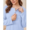 Ekouaer Womens Pajama sets Long Sleeve Cozy 2 Piece Matching Lounge Set | Comfy non-itchy ribbed knit pjs, henley neck drop shoulder loose fit, elastic waist pants with pockets, fall pjs, great gift(Baby Blue)