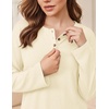 Ekouaer Womens Pajama sets Long Sleeve Cozy 2 Piece Matching Lounge Set | Comfy non-itchy ribbed knit pjs, henley neck drop shoulder loose fit, elastic waist pants with pockets, fall pjs, great gift(Beige)
