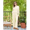 Ekouaer Womens Pajama sets Long Sleeve Cozy 2 Piece Matching Lounge Set | Comfy non-itchy ribbed knit pjs, henley neck drop shoulder loose fit, elastic waist pants with pockets, fall pjs, great gift(Beige)