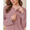 Ekouaer Womens Pajama sets Long Sleeve Cozy 2 Piece Matching Lounge Set | Comfy non-itchy ribbed knit pjs, henley neck drop shoulder loose fit, elastic waist pants with pockets, fall pjs, great gift(Dusty Rose)