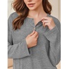 Ekouaer Womens Pajama sets Long Sleeve Cozy 2 Piece Matching Lounge Set | Comfy non-itchy ribbed knit pjs, henley neck drop shoulder loose fit, elastic waist pants with pockets, fall pjs, great gift(Light Heather Grey)