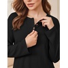 Ekouaer Womens Pajama sets Long Sleeve Cozy 2 Piece Matching Lounge Set | Comfy non-itchy ribbed knit pjs, henley neck drop shoulder loose fit, elastic waist pants with pockets, fall pjs, great gift(Black)