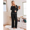 Ekouaer Womens Pajamas Long Sleeve Pjs Soft Loungewear 2 Piece Lounge Sets | Loose Pants with Pockets,Comfy Fall Winter Sleepwear(Black)