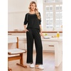 Ekouaer Womens Pajamas Long Sleeve Pjs Soft Loungewear 2 Piece Lounge Sets | Loose Pants with Pockets,Comfy Fall Winter Sleepwear(Black)