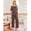 Ekouaer Womens Pajamas Long Sleeve Pjs Soft Loungewear 2 Piece Lounge Sets | Loose Pants with Pockets,Comfy Fall Winter Sleepwear(Brown)