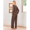 Ekouaer Womens Pajamas Long Sleeve Pjs Soft Loungewear 2 Piece Lounge Sets | Loose Pants with Pockets,Comfy Fall Winter Sleepwear(Brown)