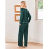Ekouaer Womens Pajamas Long Sleeve Pjs Soft Loungewear 2 Piece Lounge Sets | Loose Pants with Pockets,Comfy Fall Winter Sleepwear(Green)