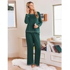 Ekouaer Womens Pajamas Long Sleeve Pjs Soft Loungewear 2 Piece Lounge Sets | Loose Pants with Pockets,Comfy Fall Winter Sleepwear(Green)