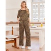 Ekouaer Womens Pajamas Long Sleeve Pjs Soft Loungewear 2 Piece Lounge Sets | Loose Pants with Pockets,Comfy Fall Winter Sleepwear(Leopard)