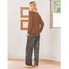 Ekouaer Womens Pajamas Long Sleeve Pjs Soft Loungewear 2 Piece Lounge Sets | Loose Pants with Pockets,Comfy Fall Winter Sleepwear(Leopard Brown)