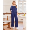 Ekouaer Womens Pajamas Long Sleeve Pjs Soft Loungewear 2 Piece Lounge Sets | Loose Pants with Pockets,Comfy Fall Winter Sleepwear(Navy)