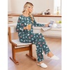 Ekouaer Womens Pajamas Long Sleeve Pjs Soft Loungewear 2 Piece Lounge Sets | Loose Pants with Pockets,Comfy Fall Winter Sleepwear(Navy Cats)