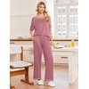 Ekouaer Womens Pajamas Long Sleeve Pjs Soft Loungewear 2 Piece Lounge Sets | Loose Pants with Pockets,Comfy Fall Winter Sleepwear(Old Rose)