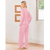 Ekouaer Womens Pajamas Long Sleeve Pjs Soft Loungewear 2 Piece Lounge Sets | Loose Pants with Pockets,Comfy Fall Winter Sleepwear(Pink)