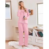 Ekouaer Womens Pajamas Long Sleeve Pjs Soft Loungewear 2 Piece Lounge Sets | Loose Pants with Pockets,Comfy Fall Winter Sleepwear(Pink)