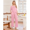 Ekouaer Womens Pajamas Long Sleeve Pjs Soft Loungewear 2 Piece Lounge Sets | Loose Pants with Pockets,Comfy Fall Winter Sleepwear(Pink)
