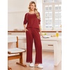 Ekouaer Womens Pajamas Long Sleeve Pjs Soft Loungewear 2 Piece Lounge Sets | Loose Pants with Pockets,Comfy Fall Winter Sleepwear(Red)