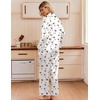 Ekouaer Women’s Satin Silk Pajamas Long Sleeve Button Up Pjs Lounge Sets | Soft 2-Piece Set, Adjustable Drawstring Waistband, Side Pockets, Ideal for Sleep, Lounging, Party(White Winebowl)