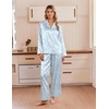 Ekouaer Women’s Satin Silk Pajamas Long Sleeve Button Up Pjs Lounge Sets | Soft 2-Piece Set, Adjustable Drawstring Waistband, Side Pockets, Ideal for Sleep, Lounging, Party(Blue Leopard)
