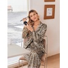 Ekouaer Women’s Satin Silk Pajamas Long Sleeve Button Up Pjs Lounge Sets | Soft 2-Piece Set, Adjustable Drawstring Waistband, Side Pockets, Ideal for Sleep, Lounging, Party(Brown Leopard)