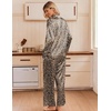 Ekouaer Women’s Satin Silk Pajamas Long Sleeve Button Up Pjs Lounge Sets | Soft 2-Piece Set, Adjustable Drawstring Waistband, Side Pockets, Ideal for Sleep, Lounging, Party(Brown Leopard)