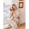 Ekouaer Women’s Satin Silk Pajamas Long Sleeve Button Up Pjs Lounge Sets | Soft 2-Piece Set, Adjustable Drawstring Waistband, Side Pockets, Ideal for Sleep, Lounging, Party(Champagne)