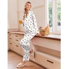 Ekouaer Women’s Satin Silk Pajamas Long Sleeve Button Up Pjs Lounge Sets | Soft 2-Piece Set, Adjustable Drawstring Waistband, Side Pockets, Ideal for Sleep, Lounging, Party(White Winebowl)
