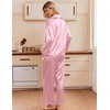 Ekouaer Women’s Satin Silk Pajamas Long Sleeve Button Up Pjs Lounge Sets | Soft 2-Piece Set, Adjustable Drawstring Waistband, Side Pockets, Ideal for Sleep, Lounging, Party(Pink)