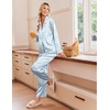 Ekouaer Women’s Satin Silk Pajamas Long Sleeve Button Up Pjs Lounge Sets | Soft 2-Piece Set, Adjustable Drawstring Waistband, Side Pockets, Ideal for Sleep, Lounging, Party(Blue Leopard)