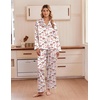 Ekouaer Women’s Satin Silk Pajamas Long Sleeve Button Up Pjs Lounge Sets | Soft 2-Piece Set, Adjustable Drawstring Waistband, Side Pockets, Ideal for Sleep, Lounging, Party(Pink Plaid Bow)
