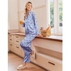 Ekouaer Women’s Satin Silk Pajamas Long Sleeve Button Up Pjs Lounge Sets | Soft 2-Piece Set, Adjustable Drawstring Waistband, Side Pockets, Ideal for Sleep, Lounging, Party(Blue Plaid Cherry)